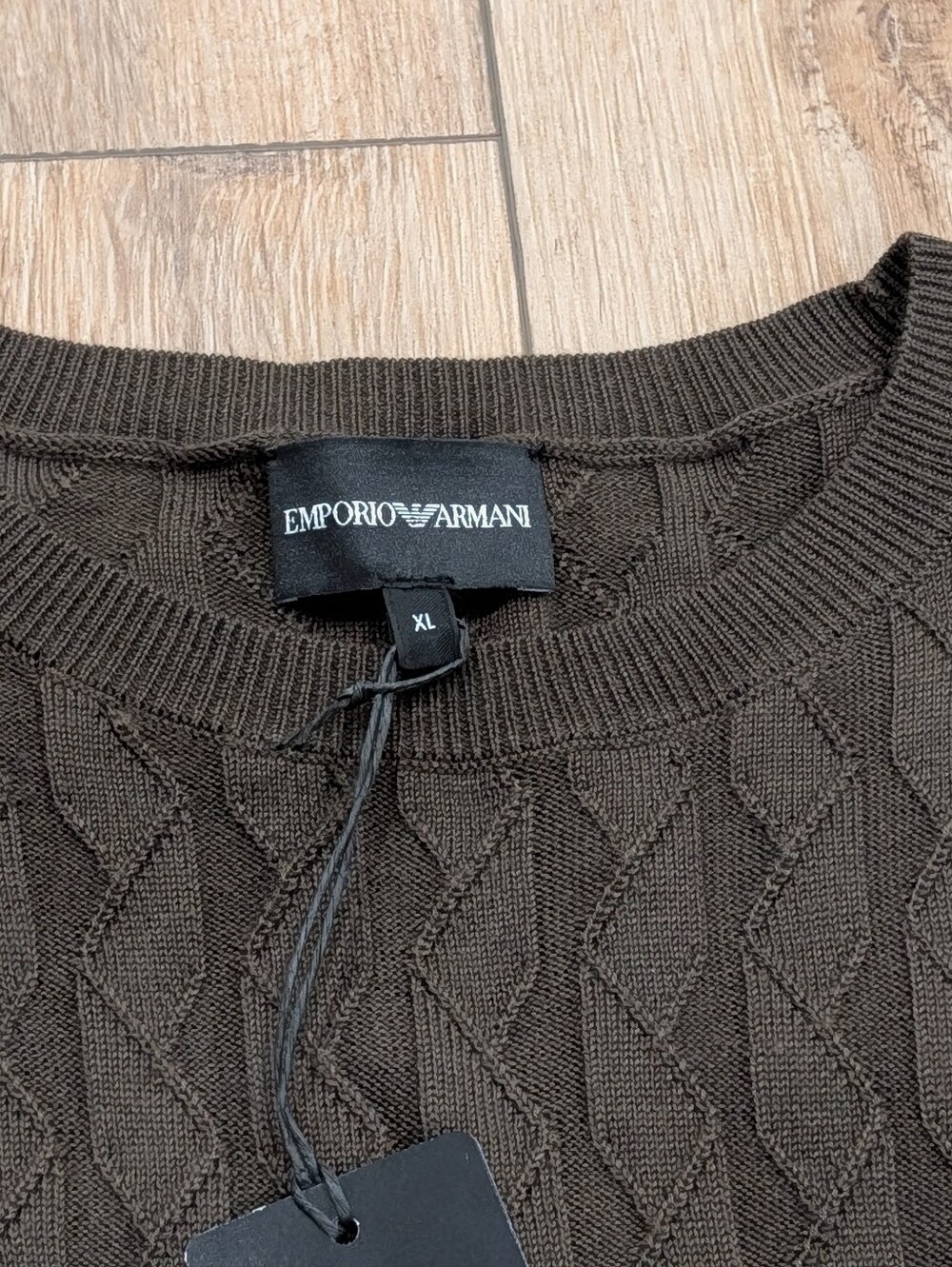 $325 Mens Emporio Armani Textured Knit Crewneck Sweater Fern Green XL - Picture 2 of 9